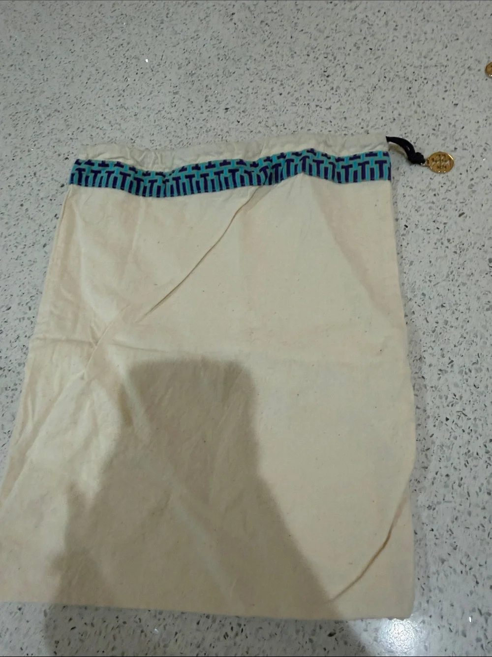 Tory Burch Drawstring Pouch with Blue Trim @@@